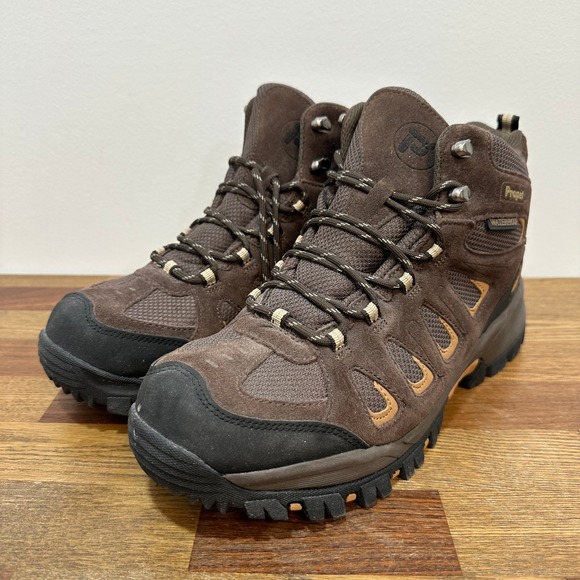 Propet Mens Boots 12 Brown Leather Waterproof Work Wear Outdoor Hiking Lace‎ Up - Picture 3 of 10